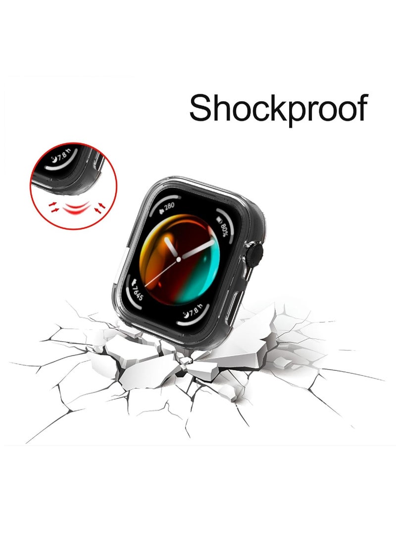 2Pcs Case Compatible with Huawei Watch Fit 3, Soft TPU, Shock Resistant, Slim Guard Bumper Full Coverage PC Protective Cover, Smartwatch Accessories, Black+Transparent - Image 3